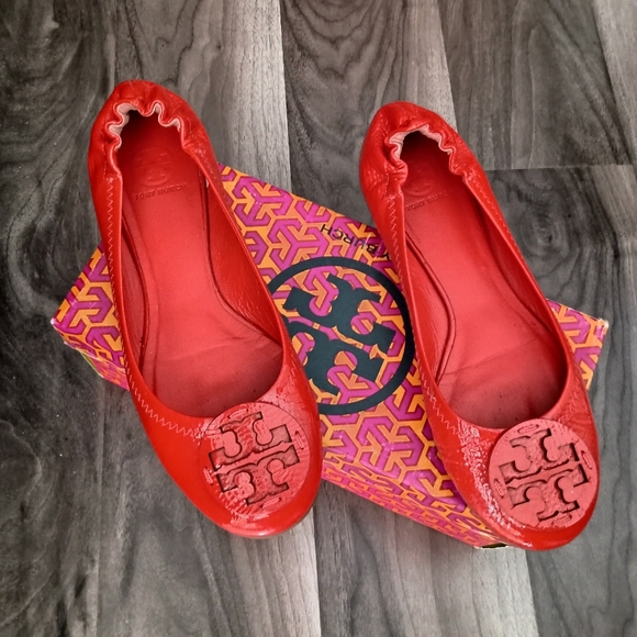 Tory Burch Flame Red Flats Size 10 - Picture 10 of 10